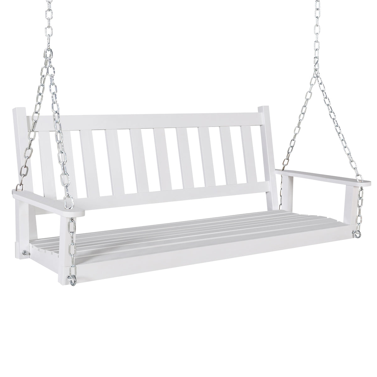 white wooden porch swing