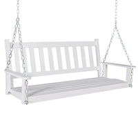 white wooden porch swing