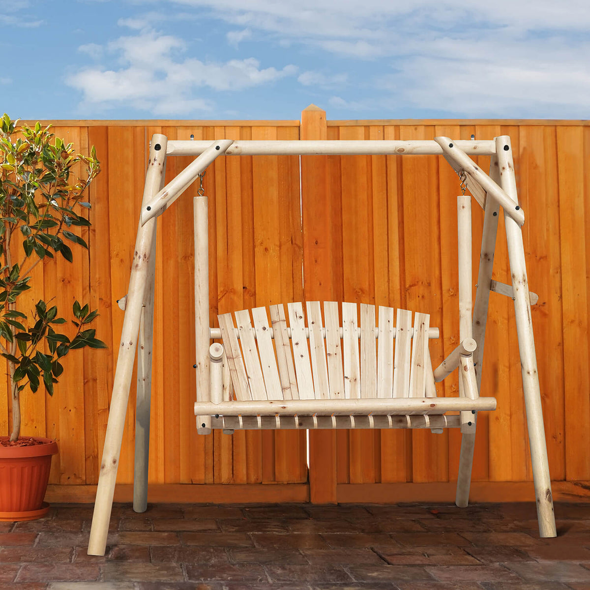 Wooden Outdoor Swing, Natural