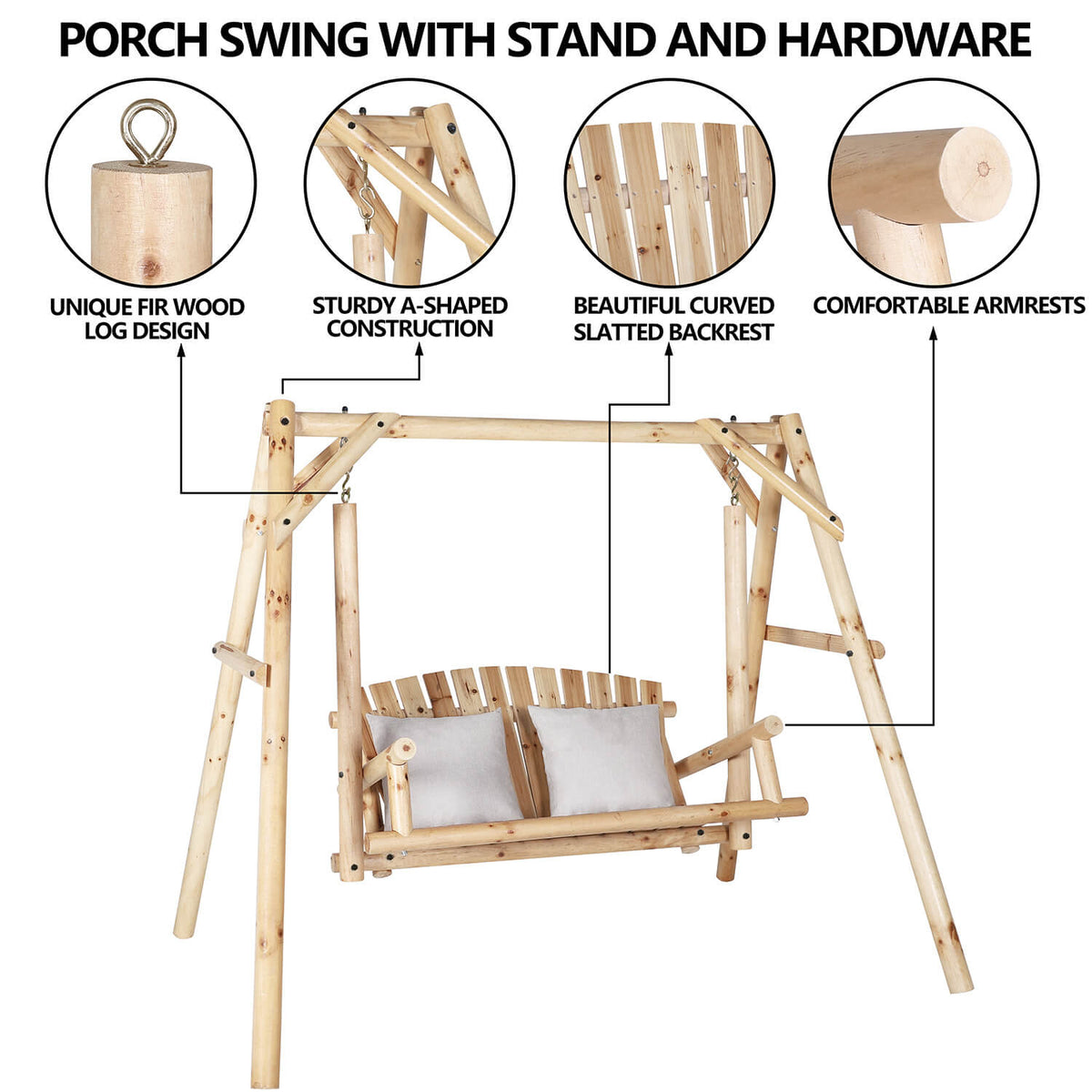 Wooden Outdoor Swing, Natural