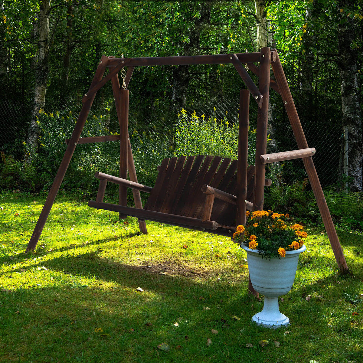 Wooden Outdoor Swing, Chocolate