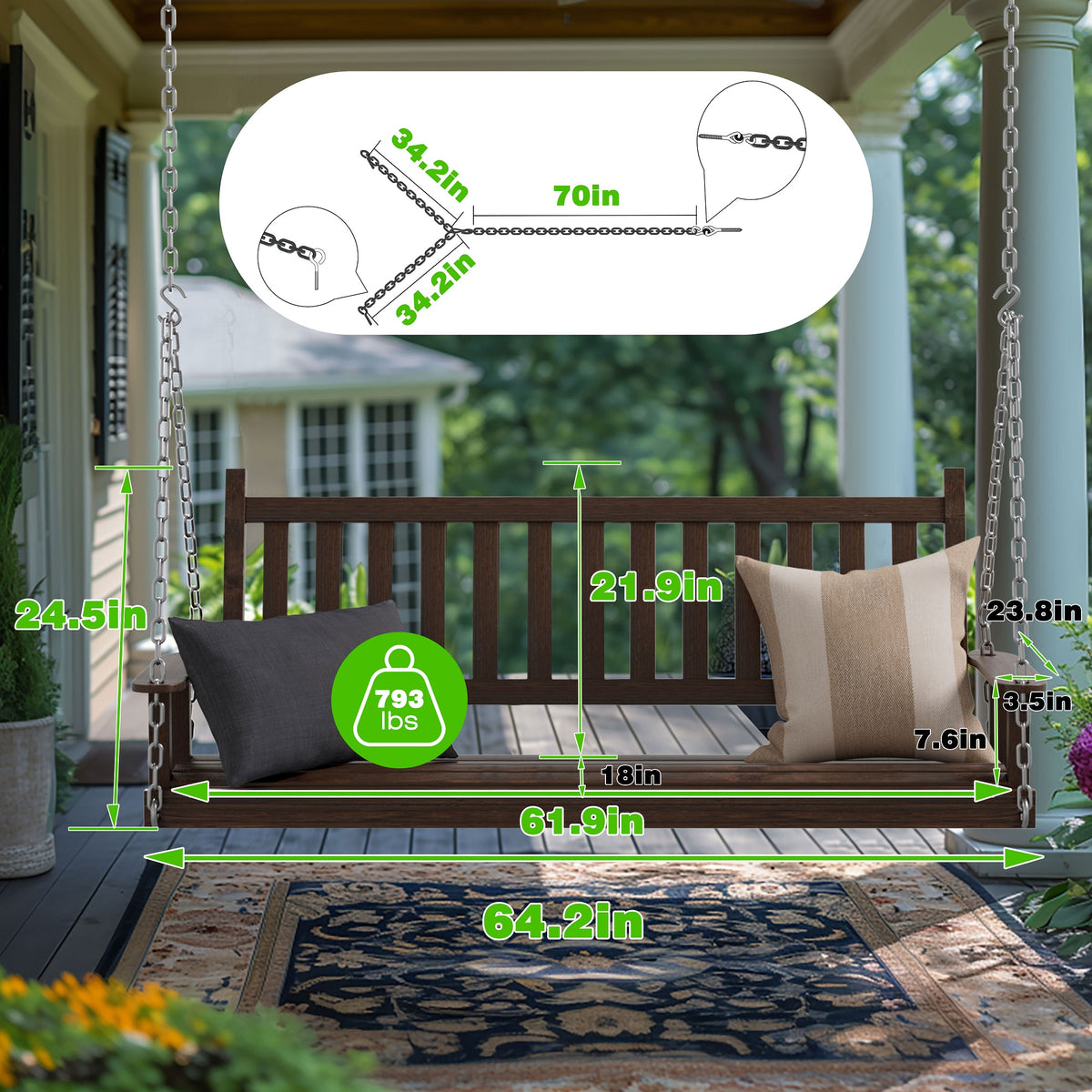 double sided porch swing