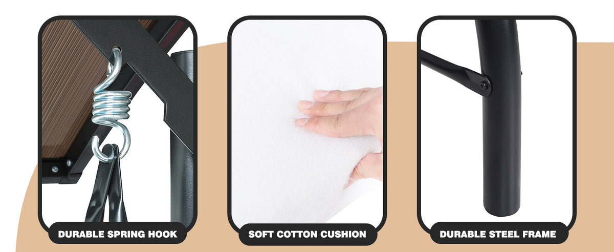 VEIKOUS 3 Person Swing with PC Hardtop Canopy, Outdoor 3 Seater