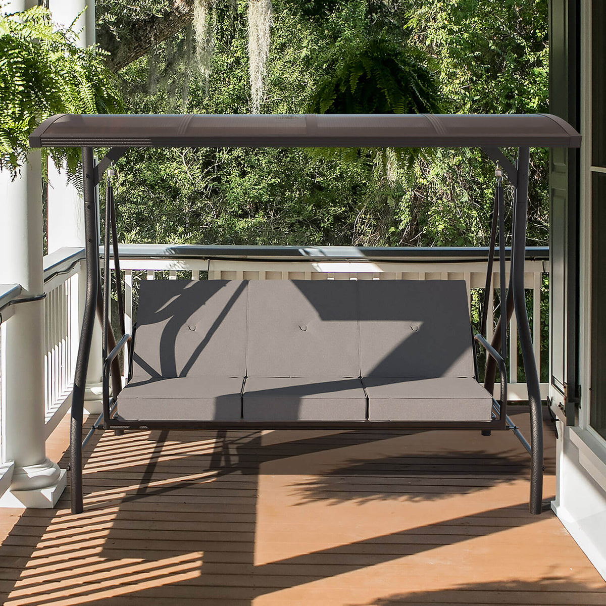 VEIKOUS Outdoor Patio Porch 3-Seat Swing