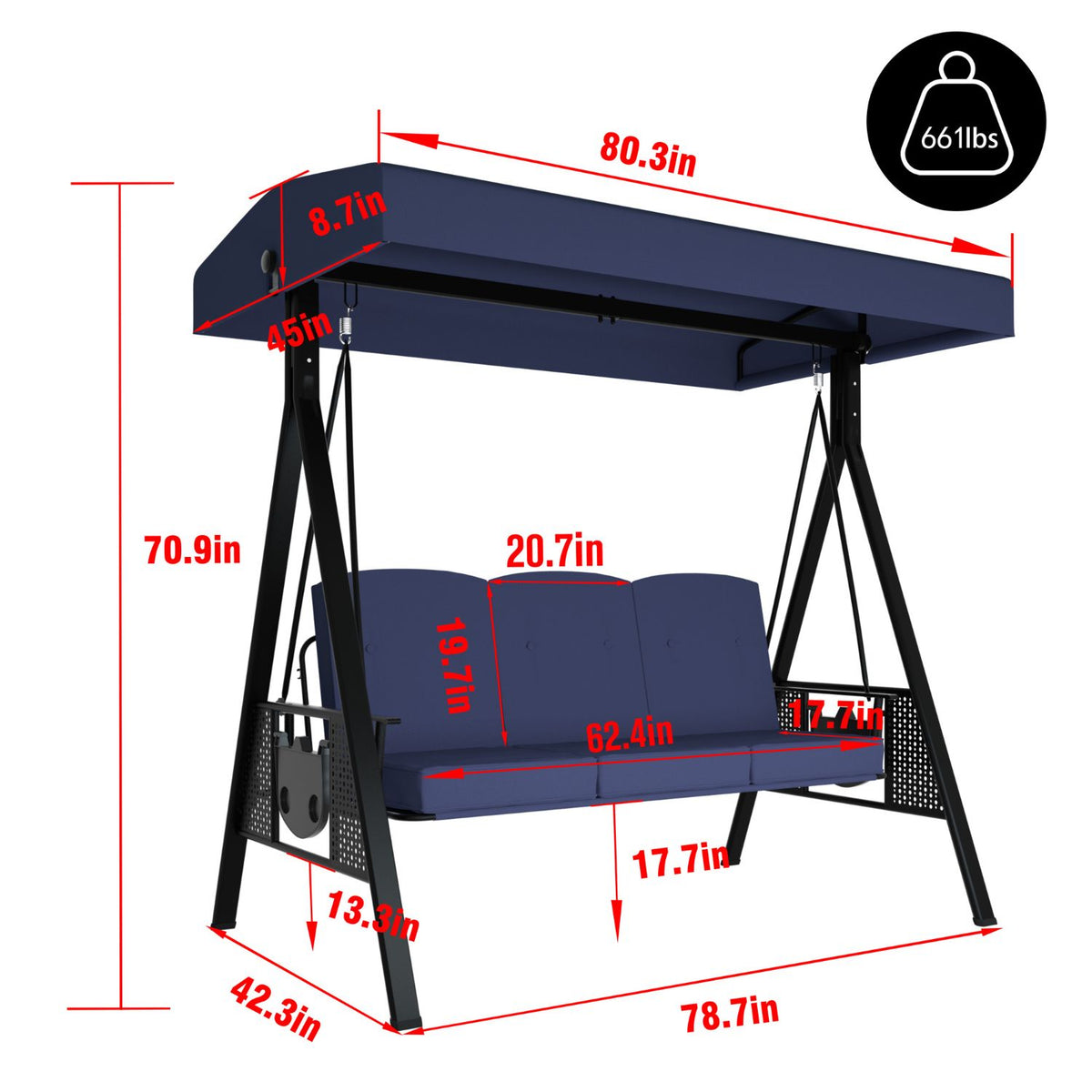 Patio Swing Chair, Blue