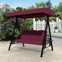 VEIKOUS Patio Swing Chair with Canopy, Swing Seat for Adults, 3-person Swing with Removable Cushion