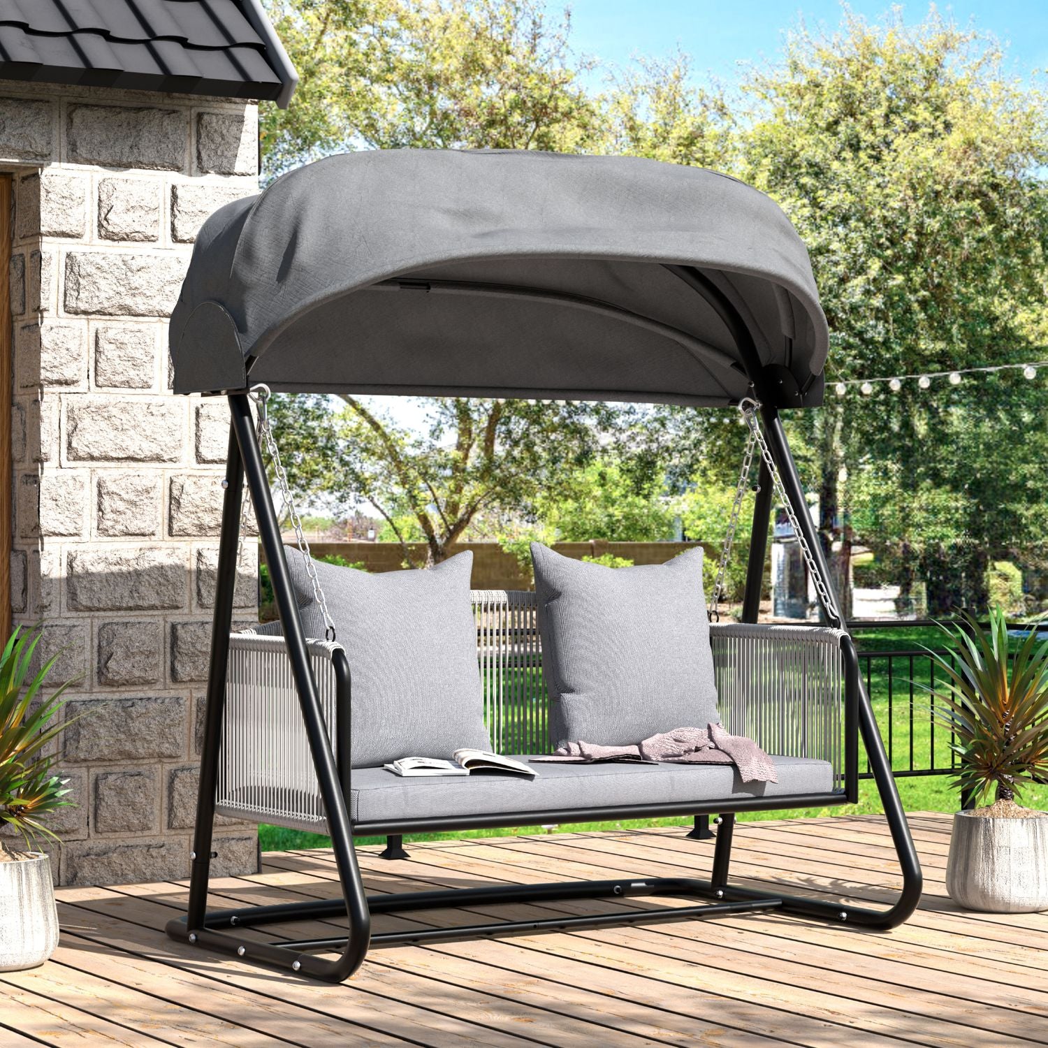 VEIKOUS Porch Swing with Stand - Thumbnail 2