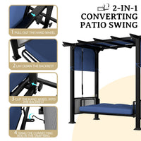 2-IN-1 Converting Patio Adjustable Swing Bench