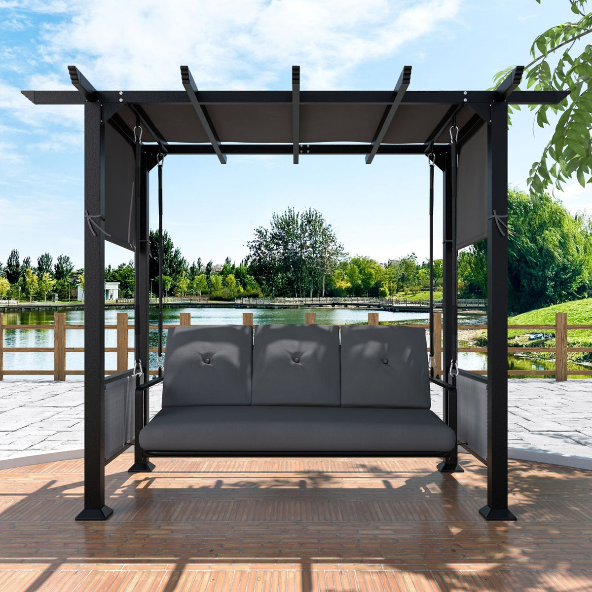 Hanging Chair Pergola with Soft Cushion