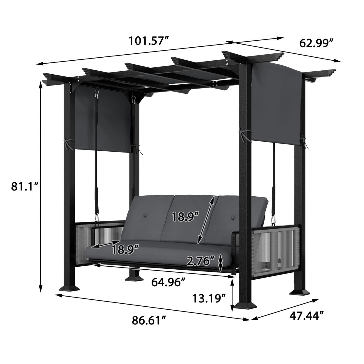 2-IN-1 Swing Bed Pergola