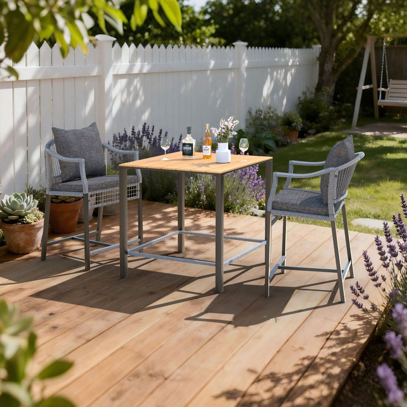 outdoor bar table and chairs set, Gray