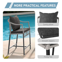 Rattan Patio Bar Set with Cushions