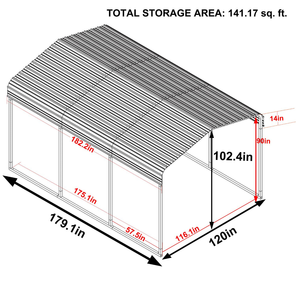 10x15ft steel carport