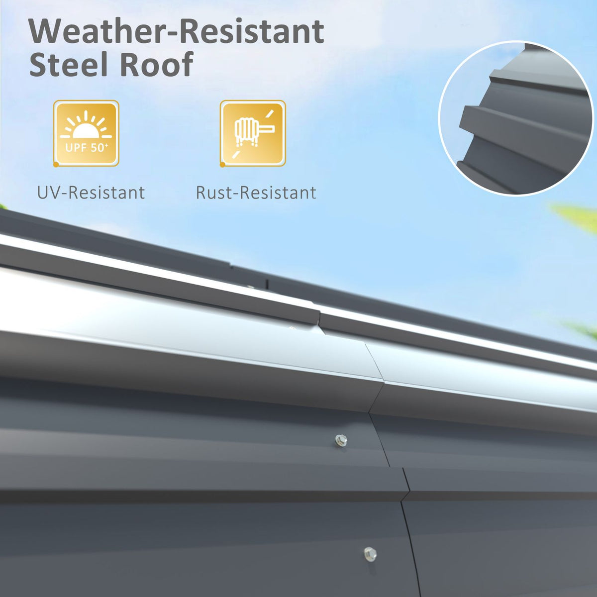 outdoor carport with steel roof
