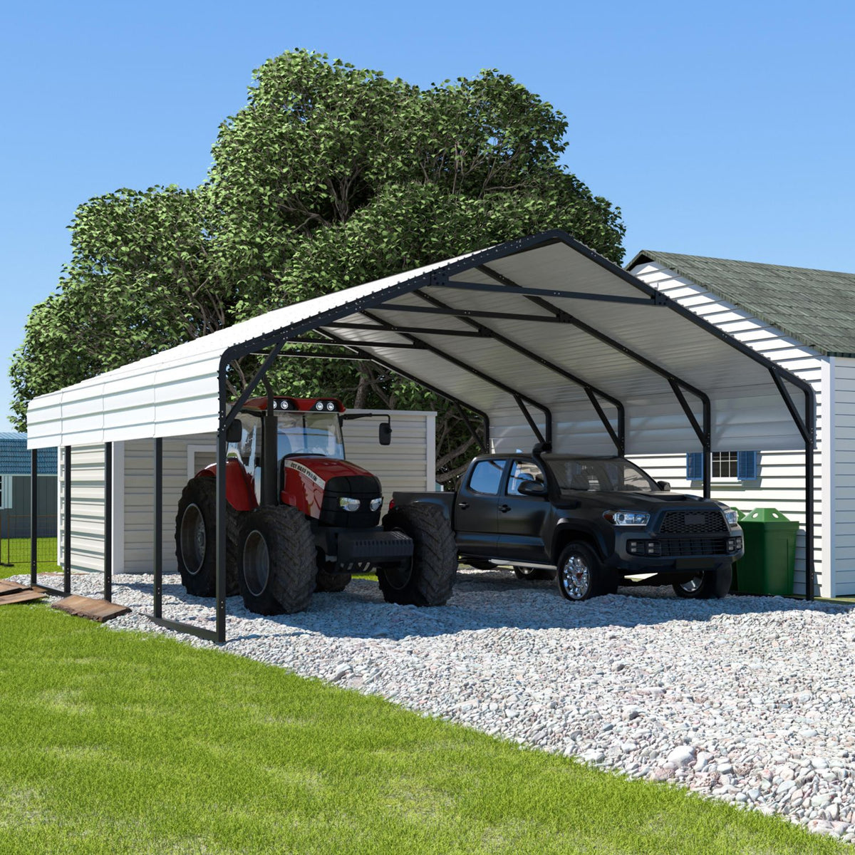 Heavy-Duty Steel Carport, Beige