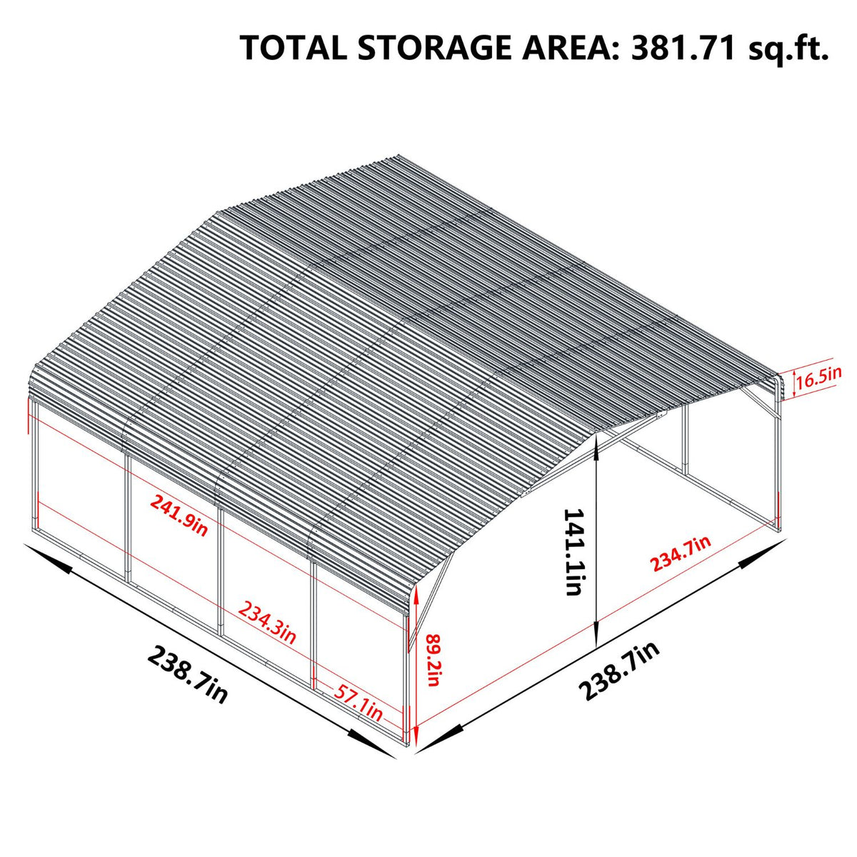 20x20FT Sloped Roof Carport
