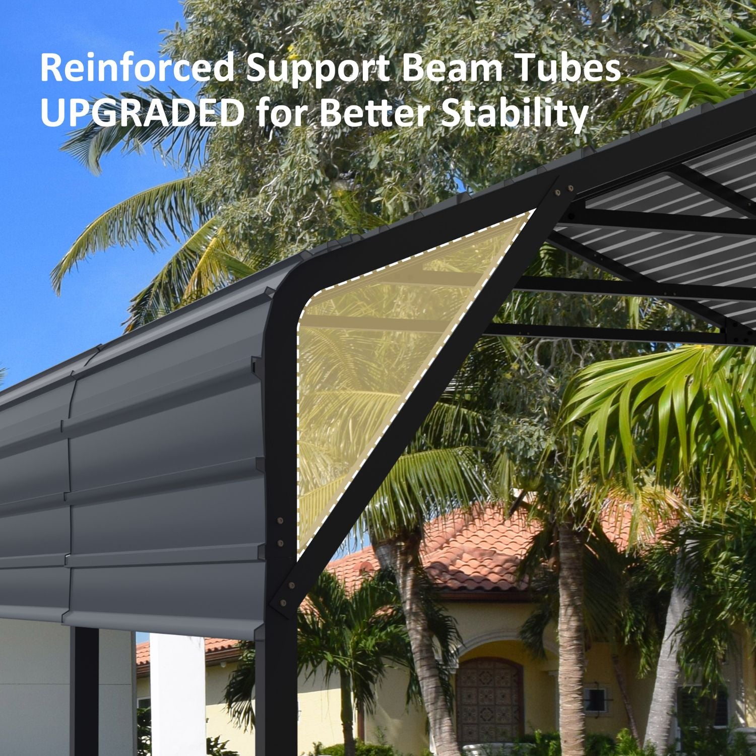 20x20FT Metal Carport with Steel Frame and Roof, All-Weather – Veikous