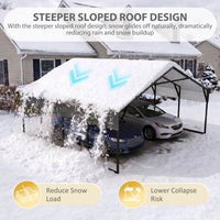 Veikous Steel Carport with Steeper Sloped Roof