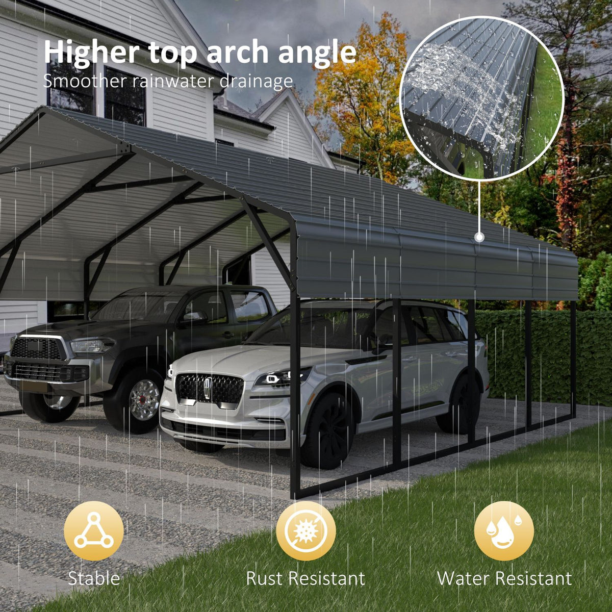 stable steel carport with sloped roof