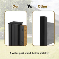 Solid wood privacy screen with metal stakes