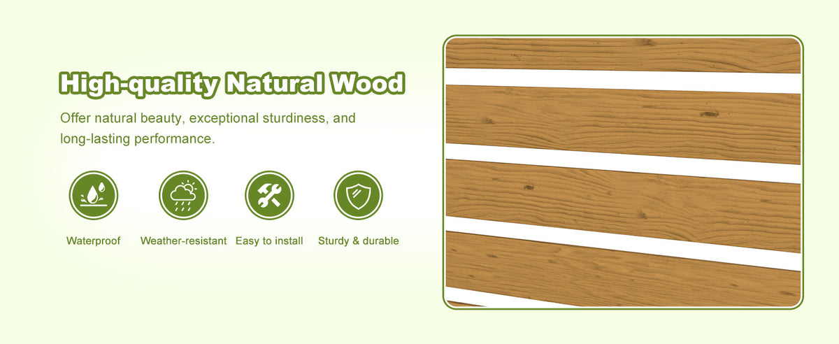 Veikous Wood Privacy Screen, Outdoor Slat Fence Panel with Metal Stake, for Air Conditioner, Trash 1 Panel