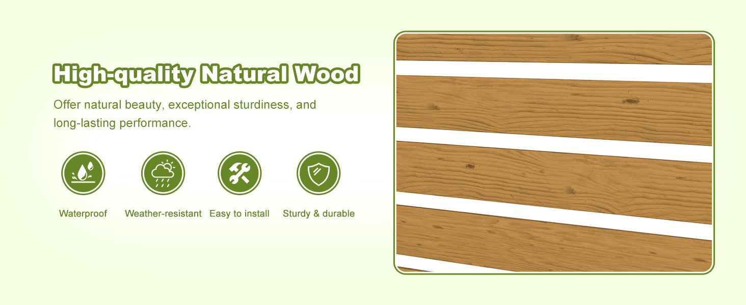 Natural wood slat privacy fence