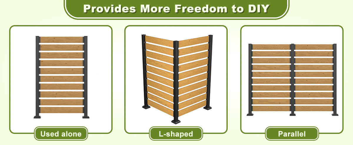 Veikous Wood Privacy Screen, Outdoor Slat Fence Panel with Metal Stake, for Air Conditioner, Trash 1 Panel