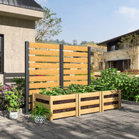 2 pieces of wooden privacy screens as a garden fence