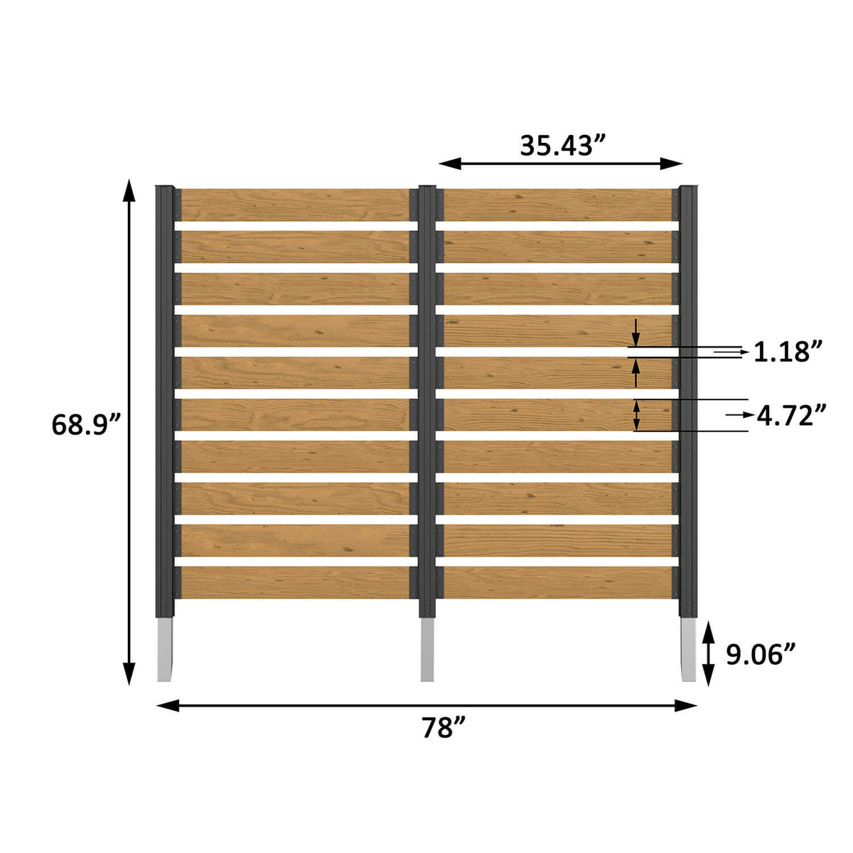 78" x 68" Outdoor Slat Fence