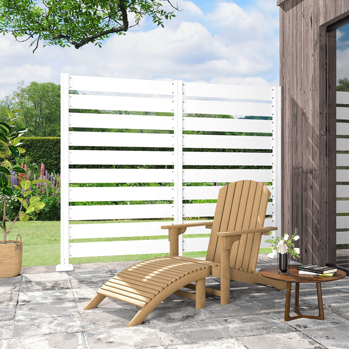 White Slat Fence Panel