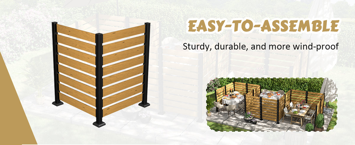 Veikous 2 Panel Air Conditioner Screen, Outdoor Wood Fence Kit with Metal Stakes for Trash Can, Pool