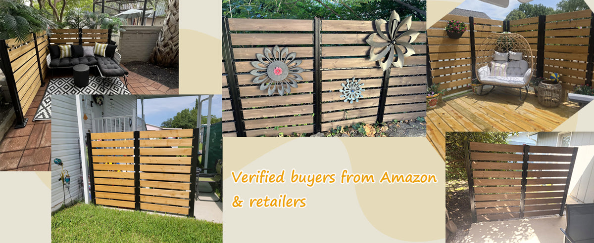 Veikous 2 Panel Air Conditioner Screen, Outdoor Wood Fence Kit with Metal Stakes for Trash Can, Pool