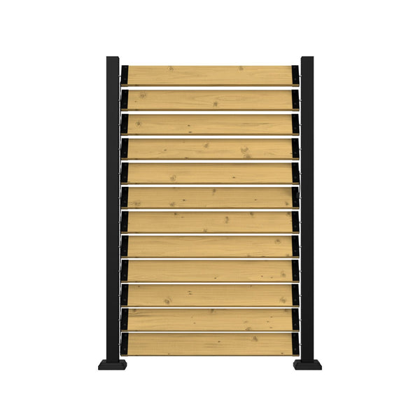 Wooden louvered fence with aluminum frame