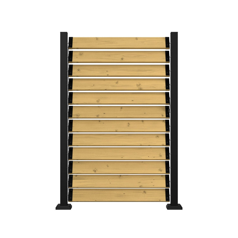 Wooden louvered fence with aluminum frame