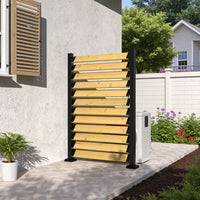 VEIKOUS Louvered Fence Panel Adjustable, 5x3ft Wood Privacy Screen with Louvered Slats