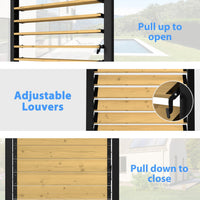 VEIKOUS Louvered Fence Panel Adjustable, 5x3ft Wood Privacy Screen with Louvered Slats