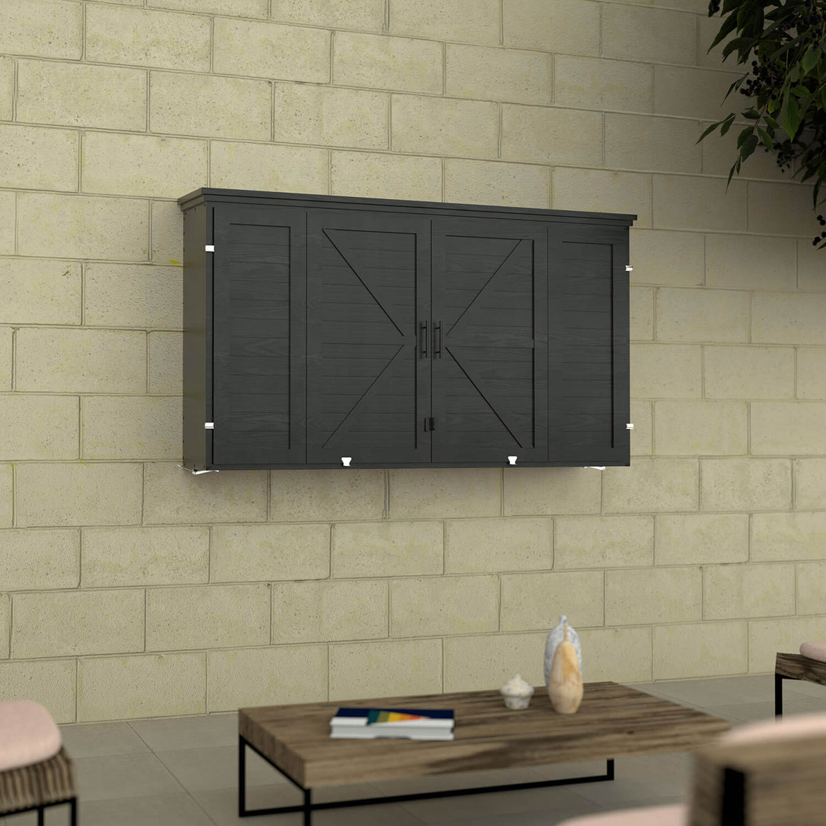 Lockable outdoor wood TV enclosure