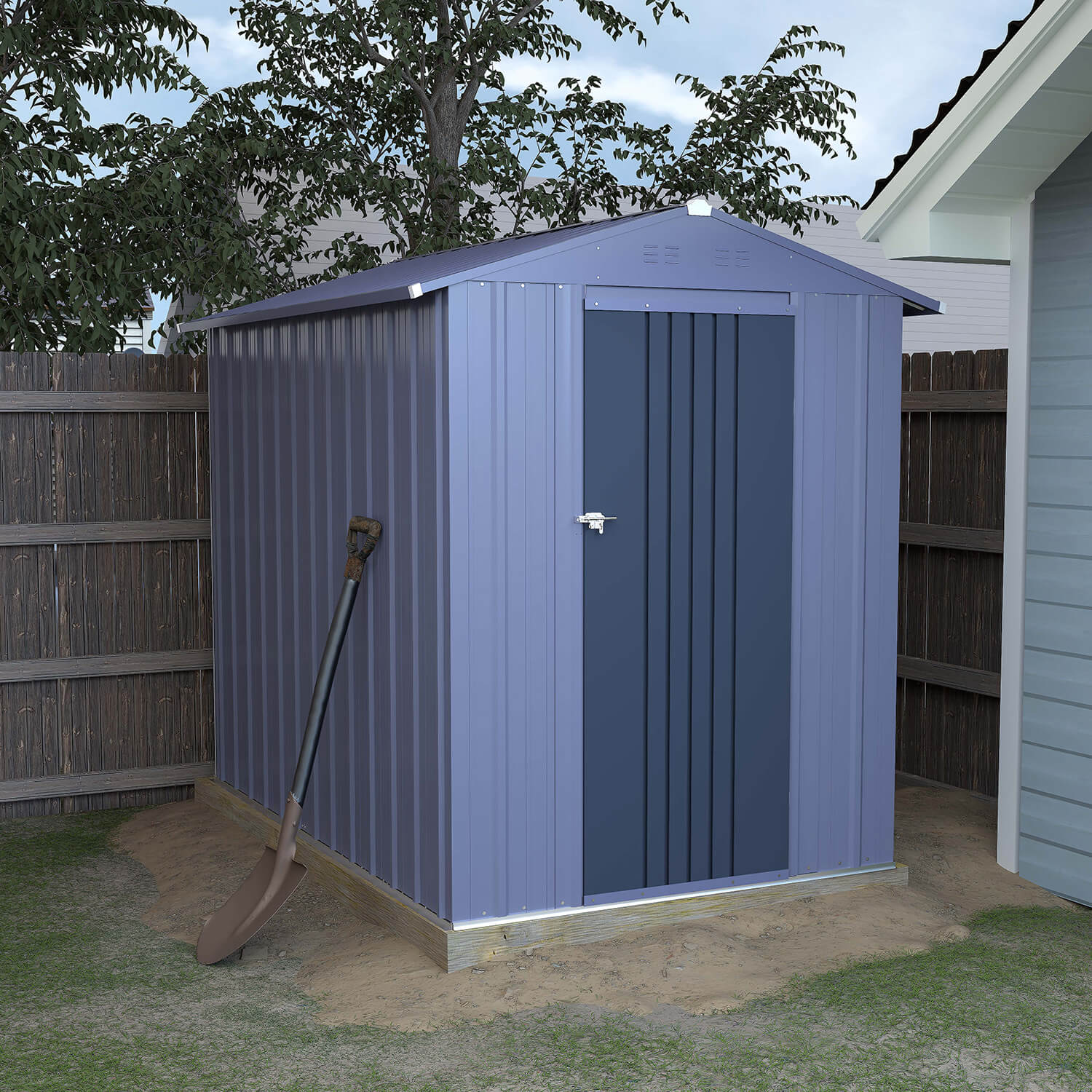 Small Metal Shed with Lockable Door, Air Vents for Lawn, Yard
