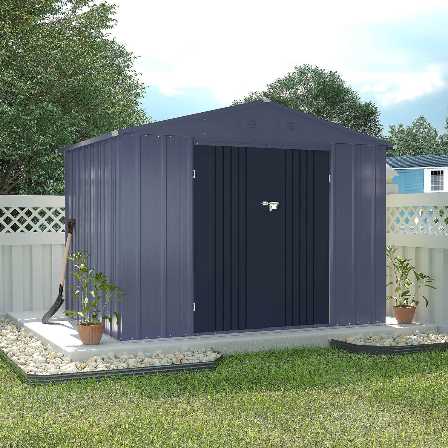 Small Metal Shed with Lockable Door, Air Vents for Lawn, Yard