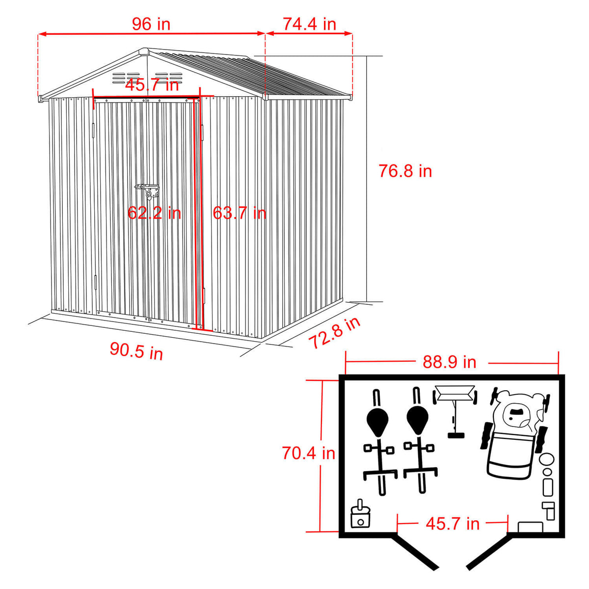 8 x 6 Small Metal Shed