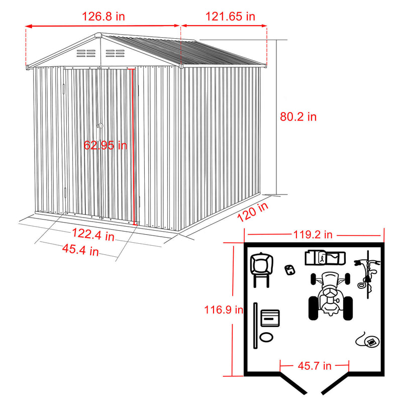 10x10 Metal Shed for Tools