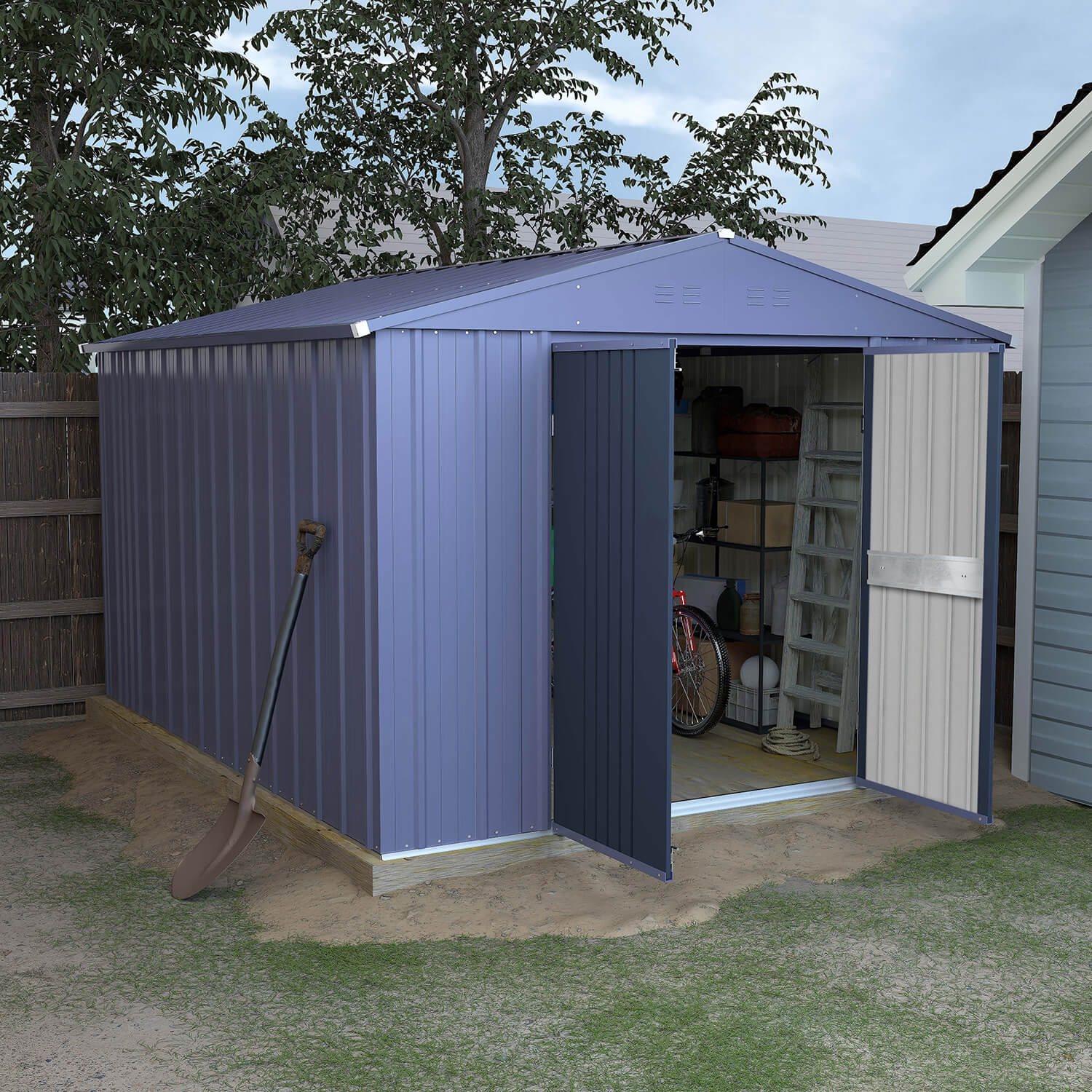 8x10 Metal Shed, Tool Storage Shed for Garden, Backyard – Veikous