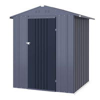 VEIKOUS Small Metal Shed, Outdoor Storage Shed with Lockable Door, Air Vents for Lawn, Yard, Grey