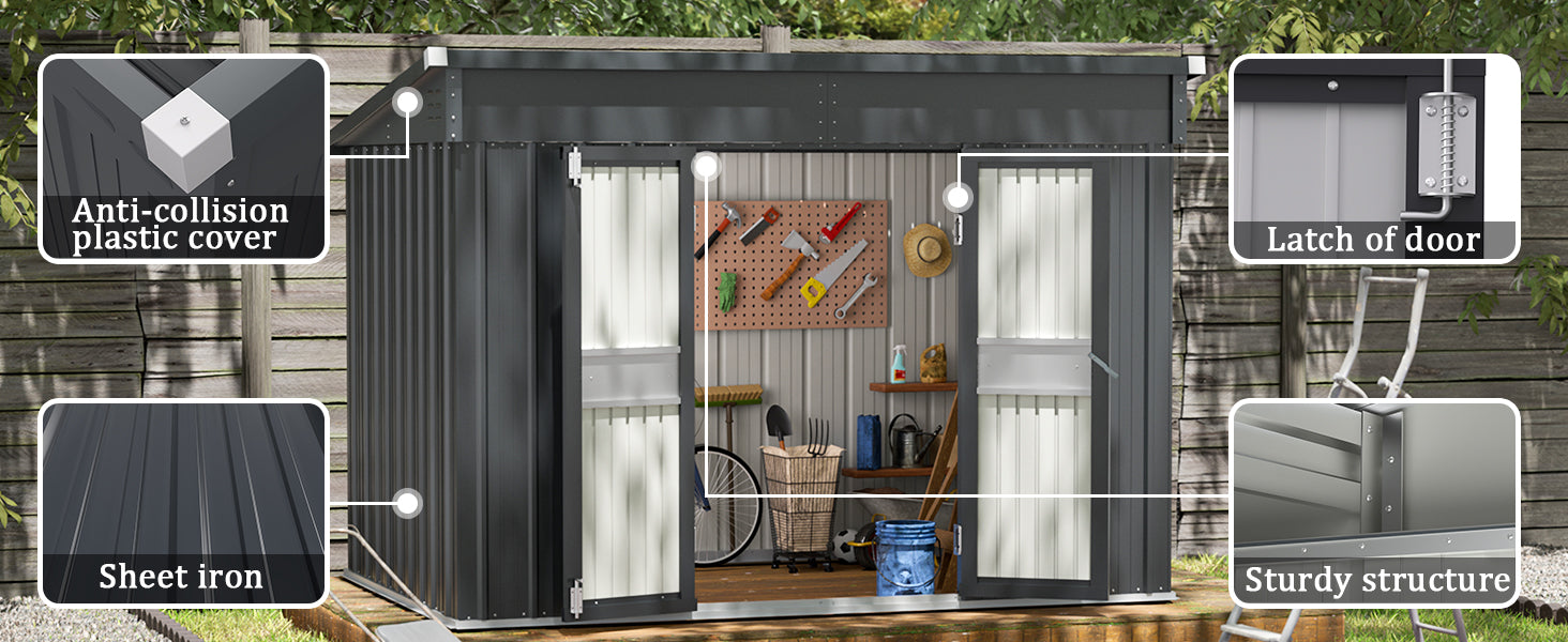 Veikous 6×10 Metal Shed with Double Lockable Doors