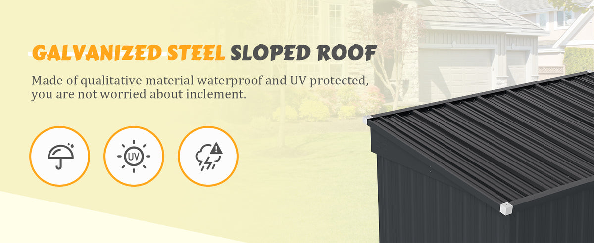 Veikous 6x10 Metal Shed with Double Lockable Doors, Outdoor Storage Shed with Sloped Roof for Garden Tools