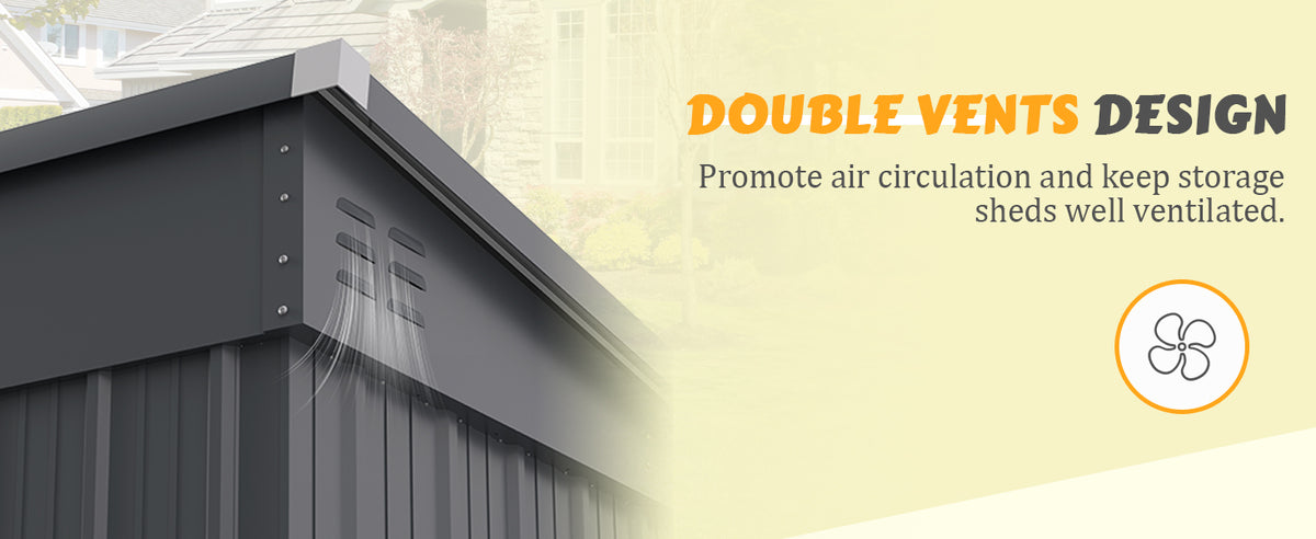 Veikous 6x10 Metal Shed with Double Lockable Doors, Outdoor Storage Shed with Sloped Roof for Garden Tools