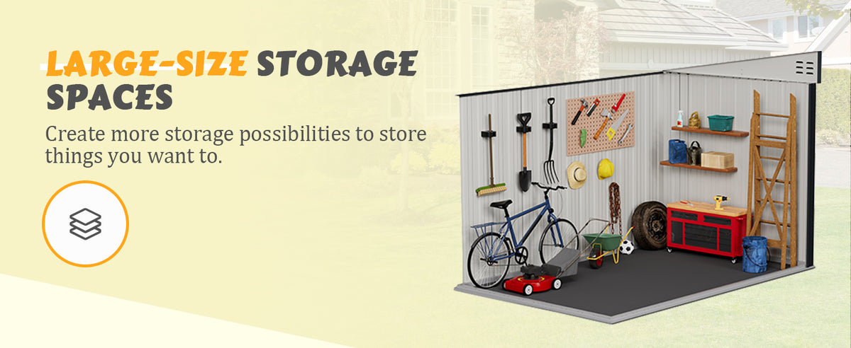 Veikous 6x10 Metal Shed with Double Lockable Doors, Outdoor Storage Shed with Sloped Roof for Garden Tools