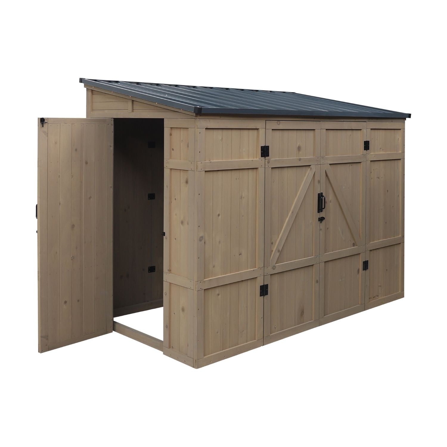 4x8 Wood Storage Shed with 2 Entrences and Metal Roof – Veikous