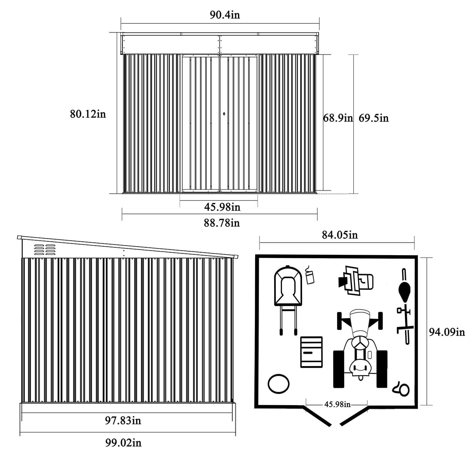 baegseolページ　Mサイズ 6×10 Metal Shed with Lockable Doors, Outdoor Storage Shed – Veikous