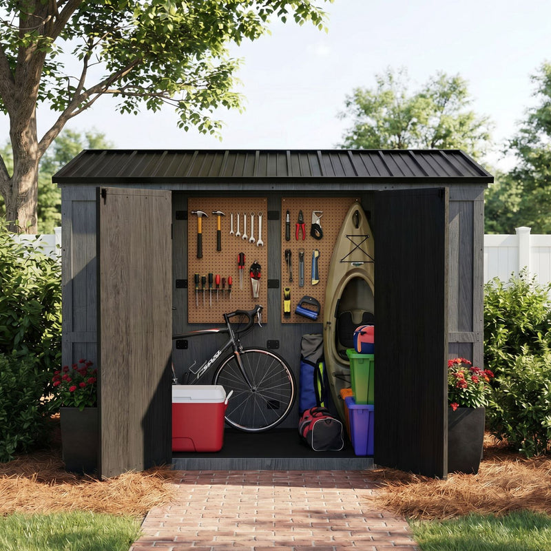 Black Cedar Garden Shed with Easy Access Doors